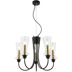 SLE112403-05 Светильник подвесной Черный/Прозрачный E14 5*40W RAMMO