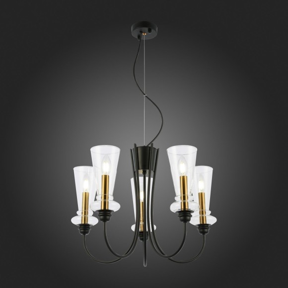 SLE112403-05 Светильник подвесной Черный/Прозрачный E14 5*40W RAMMO