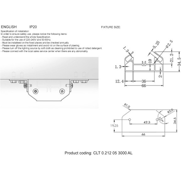 Профиль 3м (только прямой!) для гарпунного нат. потолка Crystal Lux CLT 0.212 05 3000 AL Профиль 3м (только прямой!) для гарпунного нат. потолка Crystal Lux CLT 0.212 05 3000 AL
