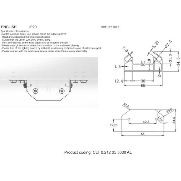 Профиль 3м (только прямой!) для гарпунного нат. потолка Crystal Lux CLT 0.212 05 3000 AL Профиль 3м (только прямой!) для гарпунного нат. потолка Crystal Lux CLT 0.212 05 3000 AL