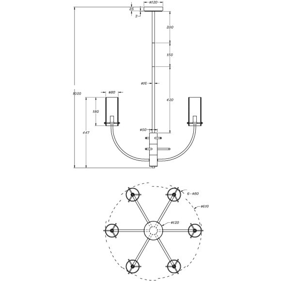Люстра на штанге Maytoni MOD223PL-06BS Arco под лампы 6xG9 40W Люстра на штанге Maytoni MOD223PL-06BS Arco под лампы 6xG9 40W