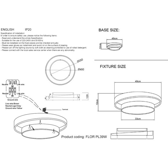 Светильник потолочный Crystal Lux FLOR PL39W LED 4000K WH Светильник потолочный Crystal Lux FLOR PL39W LED 4000K WH