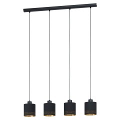 99275 Подвес ESTEPERRA, 4x28W(E27), L940, B160, H1100, сталь, черный/текстиль, черный, золотой
