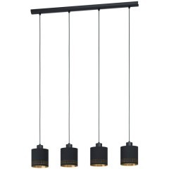 99275 Подвес ESTEPERRA, 4x28W(E27), L940, B160, H1100, сталь, черный/текстиль, черный, золотой