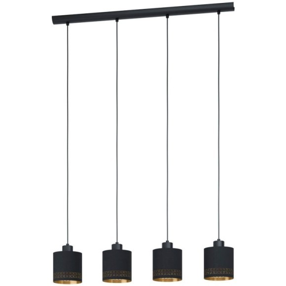 99275 Подвес ESTEPERRA, 4x28W(E27), L940, B160, H1100, сталь, черный/текстиль, черный, золотой