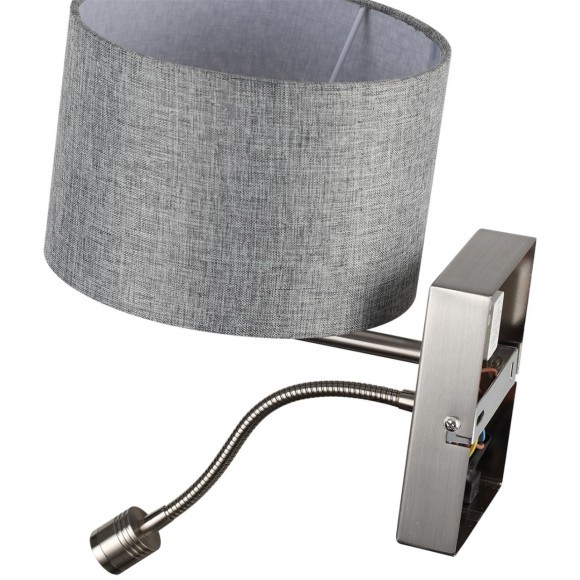 8251/2W MODERNI LN25 000 никель/серый, металл/текстиль бра Е14 40W + LED 3W 4000K 220V NIKKI 8251/2W MODERNI LN25 000 никель/серый, металл/текстиль бра Е14 40W + LED 3W 4000K 220V NIKKI