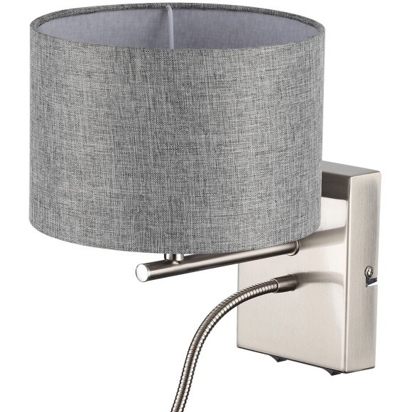 8251/2W MODERNI LN25 000 никель/серый, металл/текстиль бра Е14 40W + LED 3W 4000K 220V NIKKI 8251/2W MODERNI LN25 000 никель/серый, металл/текстиль бра Е14 40W + LED 3W 4000K 220V NIKKI