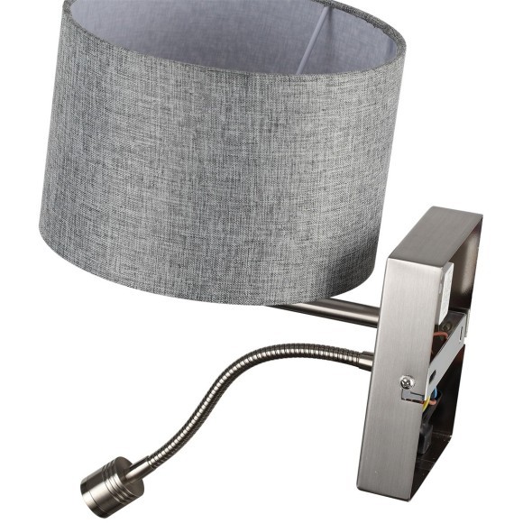 8251/2W MODERNI LN25 000 никель/серый, металл/текстиль бра Е14 40W + LED 3W 4000K 220V NIKKI 8251/2W MODERNI LN25 000 никель/серый, металл/текстиль бра Е14 40W + LED 3W 4000K 220V NIKKI