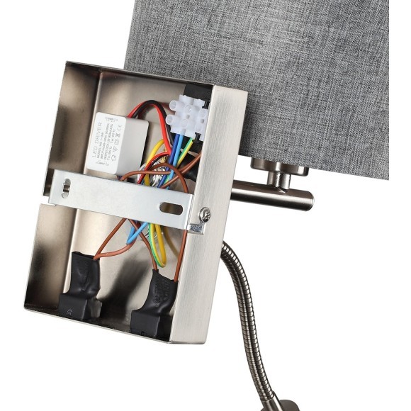 8251/2W MODERNI LN25 000 никель/серый, металл/текстиль бра Е14 40W + LED 3W 4000K 220V NIKKI 8251/2W MODERNI LN25 000 никель/серый, металл/текстиль бра Е14 40W + LED 3W 4000K 220V NIKKI