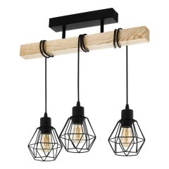 44074 Потолочный светильник TOWNSHEND 5, 3х60W(E27), L550, B200, H360, сталь, дерево, черный, корич 44074 Потолочный светильник TOWNSHEND 5, 3х60W(E27), L550, B200, H360, сталь, дерево, черный, корич