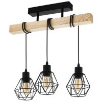 44074 Потолочный светильник TOWNSHEND 5, 3х60W(E27), L550, B200, H360, сталь, дерево, черный, корич