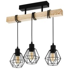 44074 Потолочный светильник TOWNSHEND 5, 3х60W(E27), L550, B200, H360, сталь, дерево, черный, корич 44074 Потолочный светильник TOWNSHEND 5, 3х60W(E27), L550, B200, H360, сталь, дерево, черный, корич