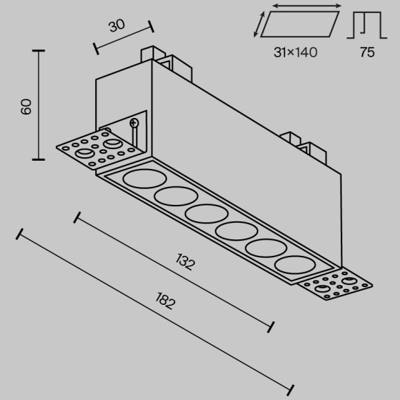 Встраиваемый светильник Technical DL065-12W3-6K-TRS-B