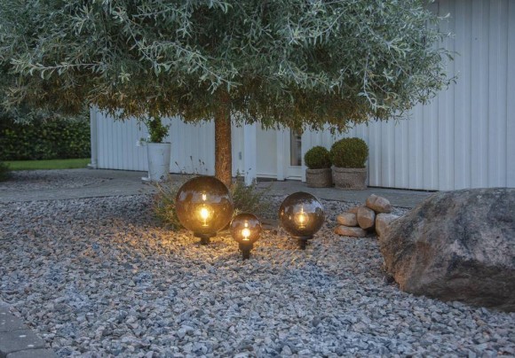 900202 Ландшафтный светильник MONTEROLLO SMOKE, E27, 1X40W, IP44, H340, ?300, пластик, черный/пластик, черный полупрозрачный