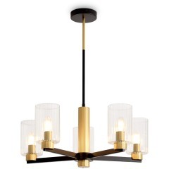 Люстра потолочная, прозрачные стеклянные плафоны, черно-латунное основание E14 5шт Freya Ombre FR2051CL-05BBS Люстра потолочная, прозрачные стеклянные плафоны, черно-латунное основание E14 5шт Freya Ombre FR2051CL-05BBS