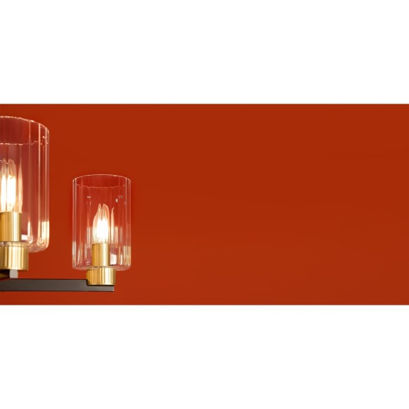 Люстра потолочная, прозрачные стеклянные плафоны, черно-латунное основание E14 5шт Freya Ombre FR2051CL-05BBS