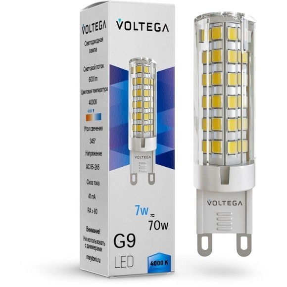 Voltega 7188 Светодиодная лампа Simple Capsule G9 7Вт 700Лм 4000K CRI80 345° IP20 220V Voltega 7188 Светодиодная лампа Simple Capsule G9 7Вт 700Лм 4000K CRI80 345° IP20 220V