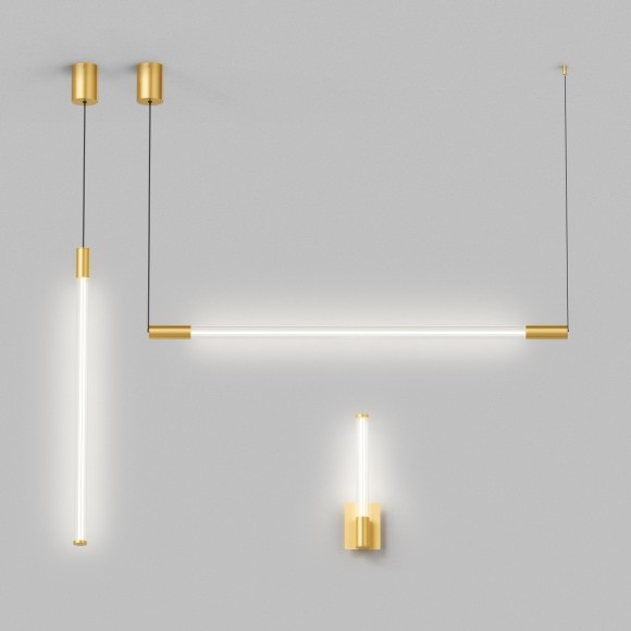 DK4314-BR Светильник подвесной цилиндр прозрачный с золотым основанием Denkirs AURA 16 Вт 3000К