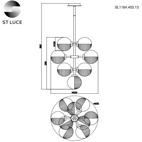 SL1184.403.13 Люстра подвесная ST-Luce Черный/Дымчатый G9 13*5W TODO