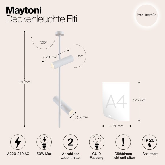 Накладной потолочный светильник Maytoni C021CL-02W Elti под лампы 2xGU10 50W