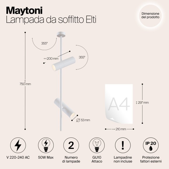 Накладной потолочный светильник Maytoni C021CL-02W Elti под лампы 2xGU10 50W