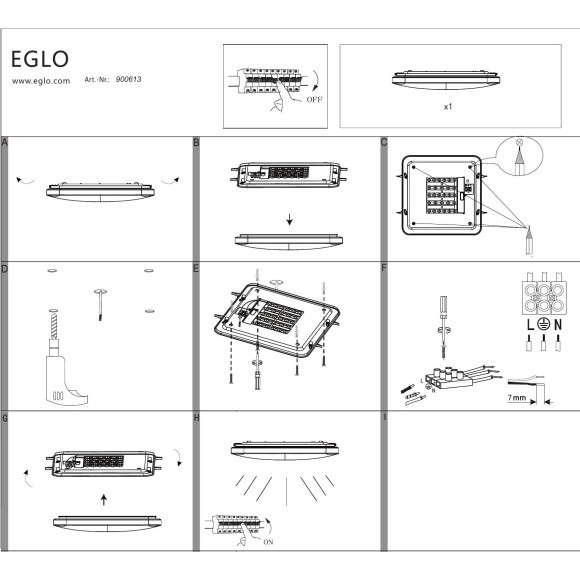900613 EGLO RENDE (Ренде) потолочный LED-светильник, 19,5 Вт, 2300 лм, 3000 K, белый
