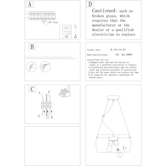 SL512.113.03 Светильник подвесной ST-Luce Хром/Прозрачный E27 Globe 3*100W UOVO