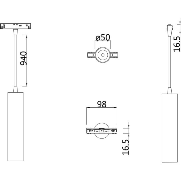 TR016-2-12W4K-W Трековый магнитный светодиодный светильник Maytoni Gravity CRI90+ 4000К 800Лм 24° 12Вт