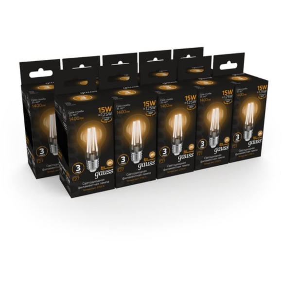 102902115 Лампа Gauss Filament А60 15W 1400lm 2700К Е27 LED 1/10/40 102902115 Лампа Gauss Filament А60 15W 1400lm 2700К Е27 LED 1/10/40