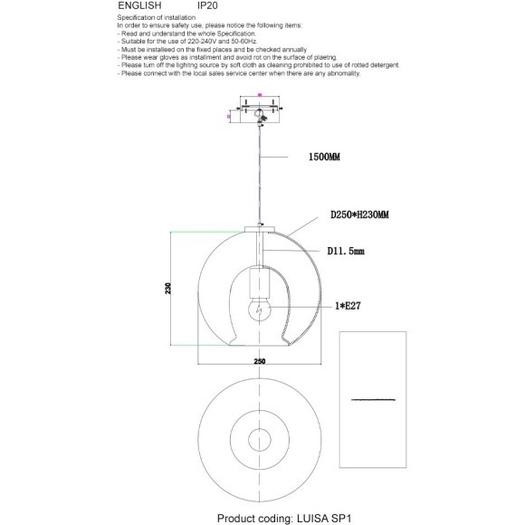 Светильник подвесной Crystal Lux LUISA SP1 BRASS/TRANSPARENT Светильник подвесной Crystal Lux LUISA SP1 BRASS/TRANSPARENT