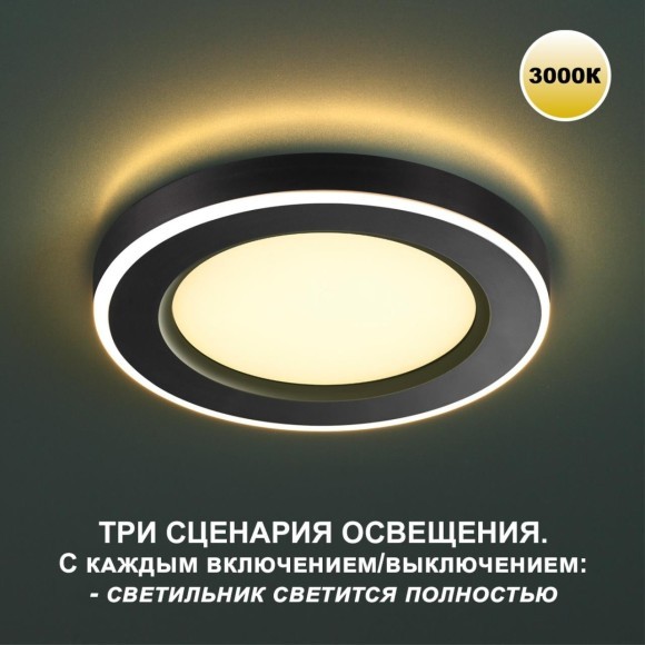 Светильник встраиваемый светодиодный (три сценария работы) IP20 LED 3000К 18W+6W 1680Лм SPAN 359023