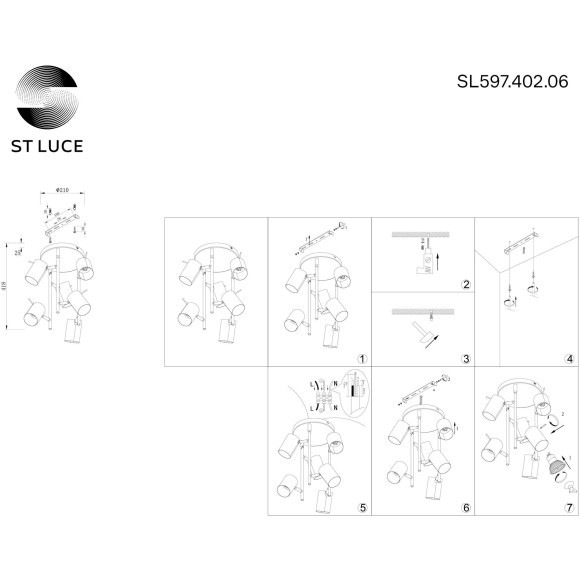 SL597.402.06 Светильник потолочный ST-Luce Черный/Черный GU10 6*7W Потолочные светильники