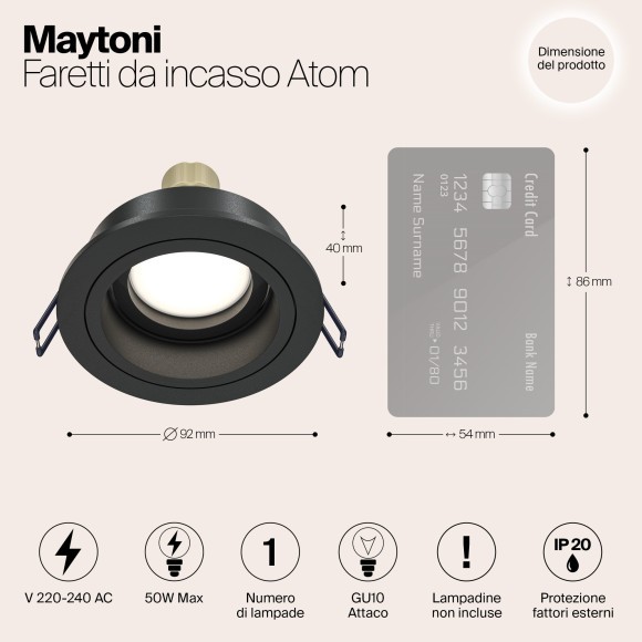 Встраиваемый светильник Maytoni DL025-2-01B Atom под лампу 1xGU10 50W Встраиваемый светильник Maytoni DL025-2-01B Atom под лампу 1xGU10 50W