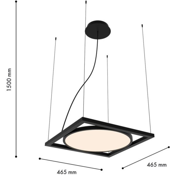 4637-1P, подвес, L460xW460xH500/1500, LEDx30W, 2625LM, 4000K, IP20, included