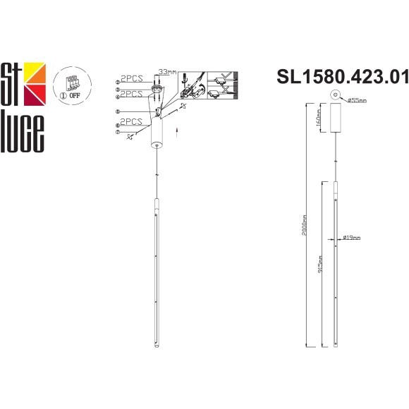 SL1580.423.01 Светильник подвесной ST-Luce Черный/Белый LED 1*18W 3200K RALIO