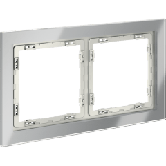 Рамка стеклянная VOLTUM S70 на 2 поста, (сталь, стекло)