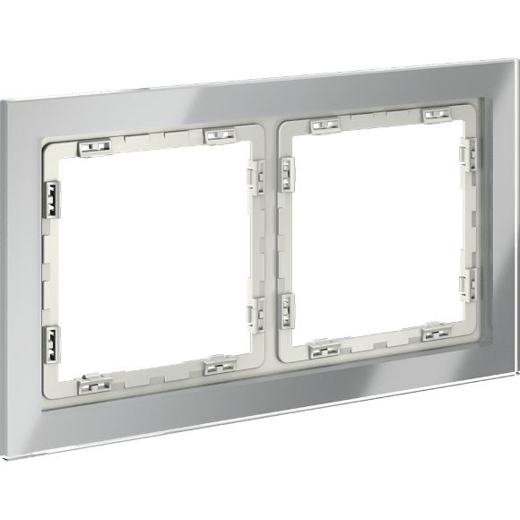 Рамка стеклянная VOLTUM S70 на 2 поста, (сталь, стекло)