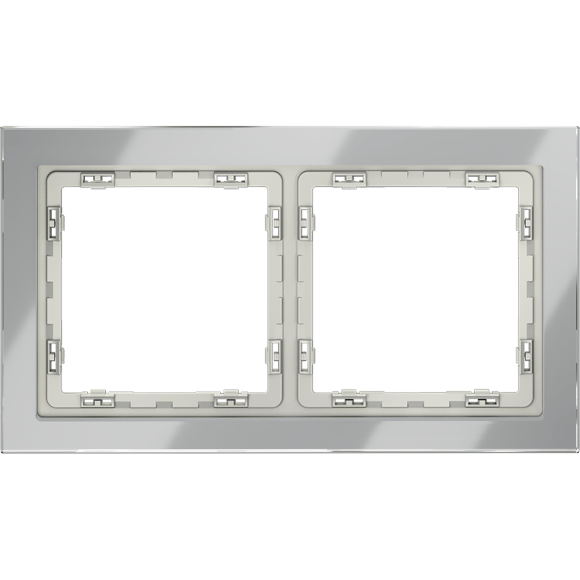 Рамка стеклянная VOLTUM S70 на 2 поста, (сталь, стекло)