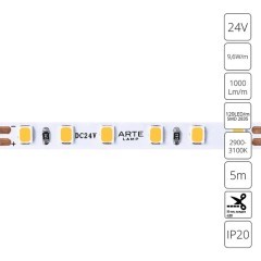 A2412005-01-3K Светодиодная лента 24В 9,6Вт/м 1000Лм/м 3000К CRI 90+ 5мм SMD2835 120шт/м 5м IP20 A2412005-01-3K Светодиодная лента 24В 9,6Вт/м 1000Лм/м 3000К CRI 90+ 5мм SMD2835 120шт/м 5м IP20