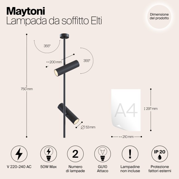 Накладной потолочный светильник Maytoni C021CL-02B Elti под лампы 2xGU10 50W