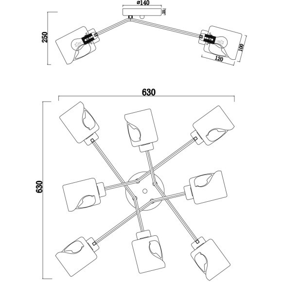 Люстра потолочная Freya FR5095CL-08G Isabella под лампы 8xE14 40W