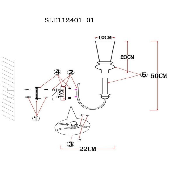 SLE112401-01 Светильник настенный Черный/Прозрачный E14 1*40W RAMMO