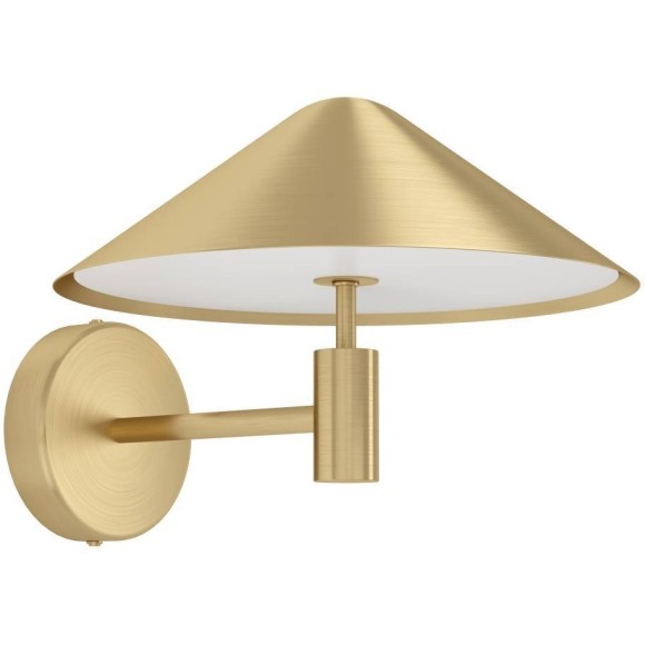 Eglo Paraguay 390273 Настенное LED-бра в стиле ретро, 12 Вт, 220В, 3000К, 1360 лм, CRI80, брашированная латунь, белый акриловый рассеиватель, ширина 270 мм, высота 205 мм, вынос 305 мм