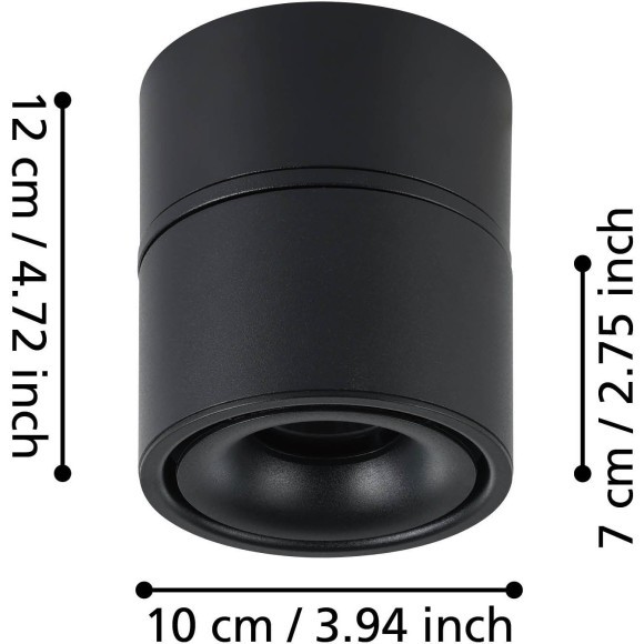 901044 EGLO BOHOYO (Бохойо) поворотный LED-спот, накладной и встраиваемый, 8 Вт, 1000 лм, 3000 K, черный