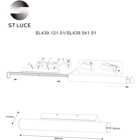 SL439.121.01 Светильник настенный ST-Luce Хром/Белый LED 1*30W 4000K Настенные светильники