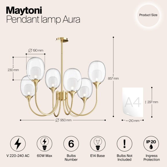 Люстра потолочная Maytoni MOD016PL-06BS Aura под лампы 6xE14 60W
