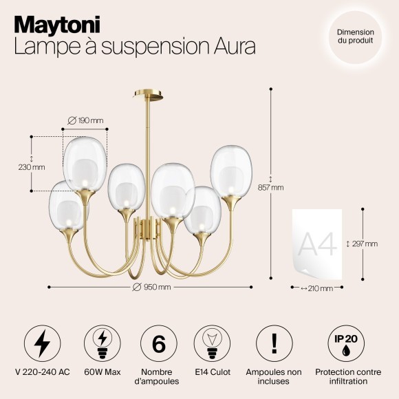 Люстра потолочная Maytoni MOD016PL-06BS Aura под лампы 6xE14 60W