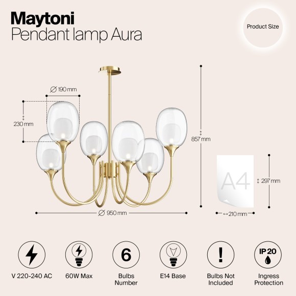 Люстра потолочная Maytoni MOD016PL-06BS Aura под лампы 6xE14 60W