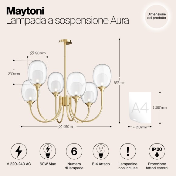 Люстра потолочная Maytoni MOD016PL-06BS Aura под лампы 6xE14 60W