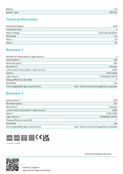 Настенно-потолочный светильник EGLO MEZZOMONTE 901823, встроенный LED 40Вт, 2700-6500К, CRI 80, 3200Лм, подключение 220В, диаметр 480 мм, высота 50 мм